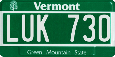 VT license plate LUK730