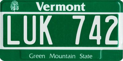 VT license plate LUK742