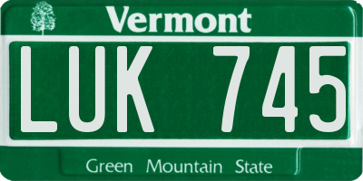 VT license plate LUK745