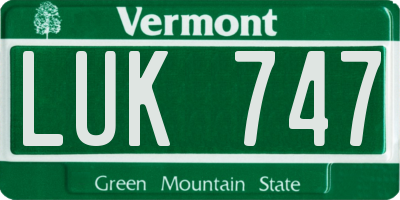 VT license plate LUK747