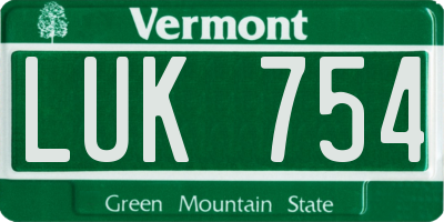 VT license plate LUK754