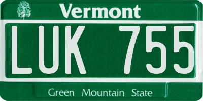 VT license plate LUK755