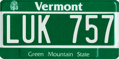 VT license plate LUK757