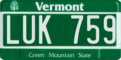 VT license plate LUK759