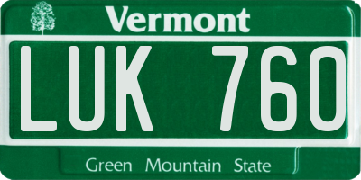 VT license plate LUK760