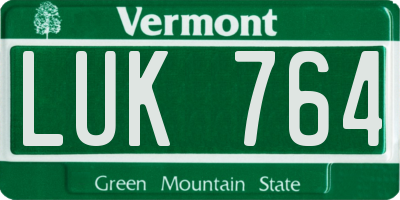 VT license plate LUK764