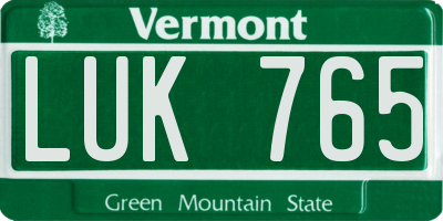 VT license plate LUK765