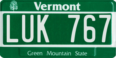 VT license plate LUK767