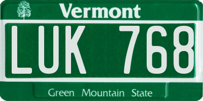 VT license plate LUK768