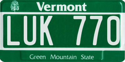 VT license plate LUK770