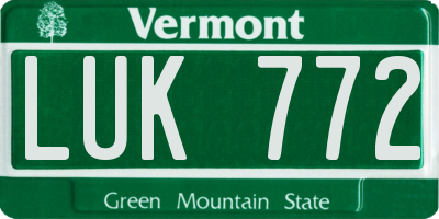 VT license plate LUK772