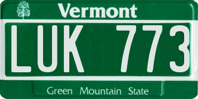 VT license plate LUK773