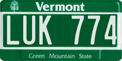 VT license plate LUK774