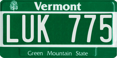 VT license plate LUK775