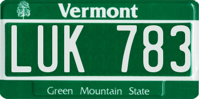 VT license plate LUK783