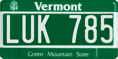 VT license plate LUK785