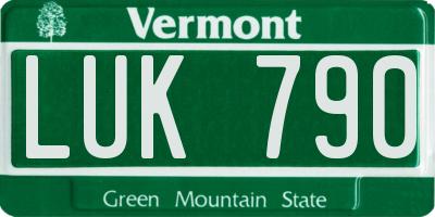 VT license plate LUK790