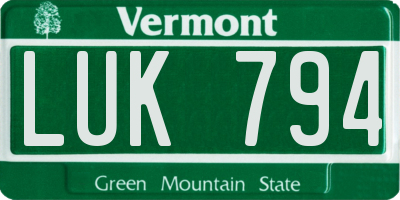 VT license plate LUK794