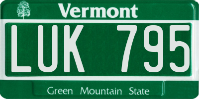VT license plate LUK795