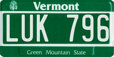 VT license plate LUK796