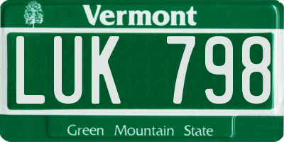 VT license plate LUK798