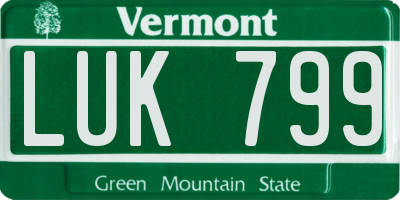 VT license plate LUK799