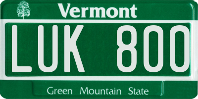 VT license plate LUK800
