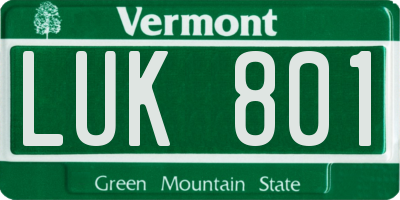 VT license plate LUK801
