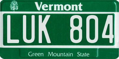 VT license plate LUK804