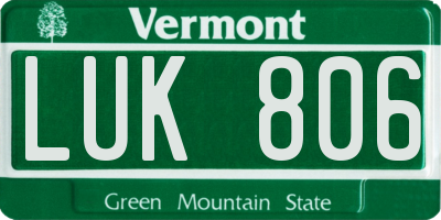 VT license plate LUK806