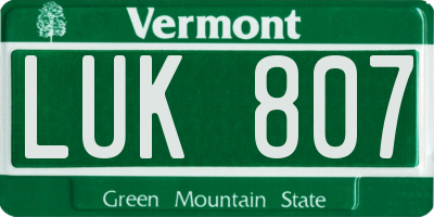 VT license plate LUK807