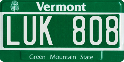 VT license plate LUK808