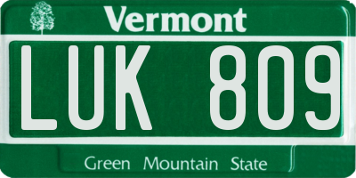 VT license plate LUK809