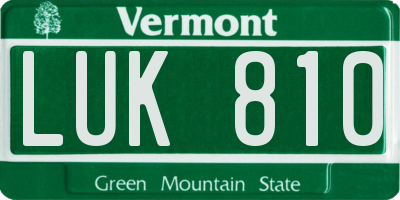 VT license plate LUK810