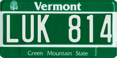 VT license plate LUK814