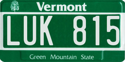 VT license plate LUK815