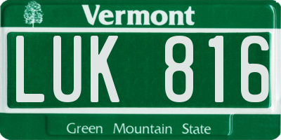 VT license plate LUK816