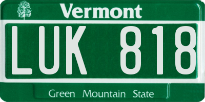 VT license plate LUK818