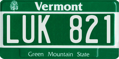 VT license plate LUK821