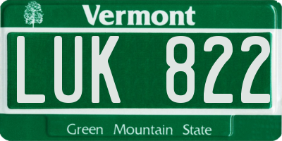 VT license plate LUK822