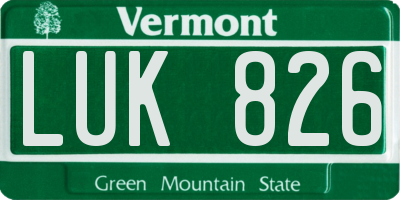 VT license plate LUK826