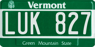 VT license plate LUK827