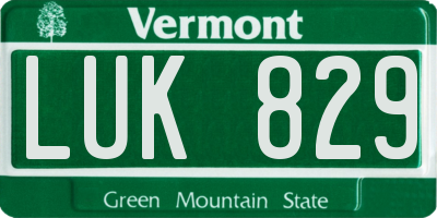 VT license plate LUK829