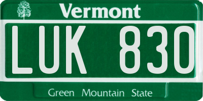 VT license plate LUK830