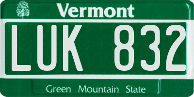 VT license plate LUK832
