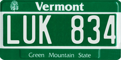 VT license plate LUK834