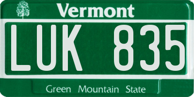 VT license plate LUK835