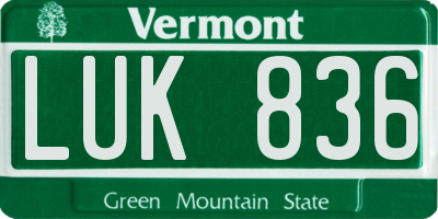 VT license plate LUK836