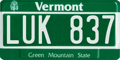 VT license plate LUK837