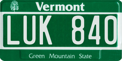 VT license plate LUK840
